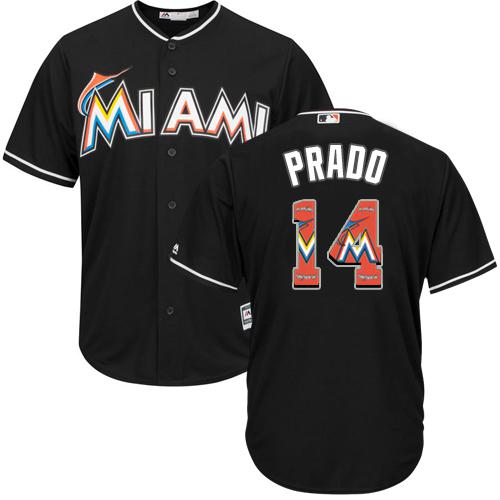 marlins #14 Martin Prado Black Team Logo Fashion Stitched MLB Jersey - Click Image to Close
